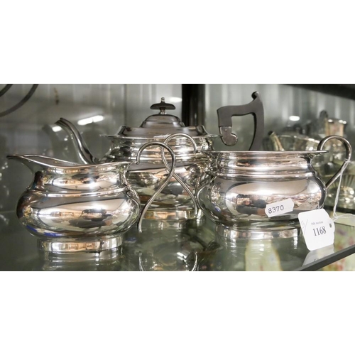 1168 - Silverplated Three Piece Tea Service.