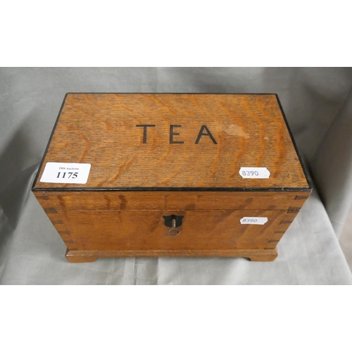 1175 - Antique Inlaid Oak Tea Caddy, approx 23cm across.