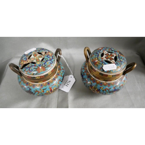 1176 - Pair of Chinese Cloisonne Burners.