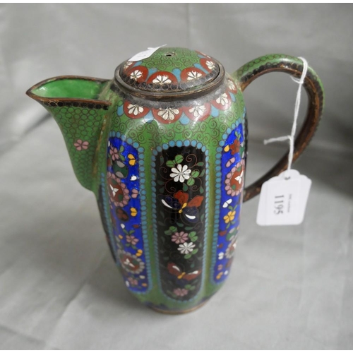 1195 - Oriental Cloisonne Coffee Pot (missing finial).