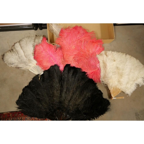 1209 - Box - Four Vintage Ostrich Feather Fans.