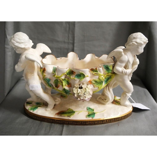 1214 - Victorian Moore Porcelain Cherub Basket.