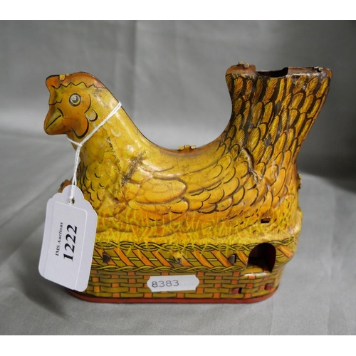 1222 - Vintage Tinplate Mechanical Egg Laying Chicken by Baldwin MFG.Co.Inc New York.