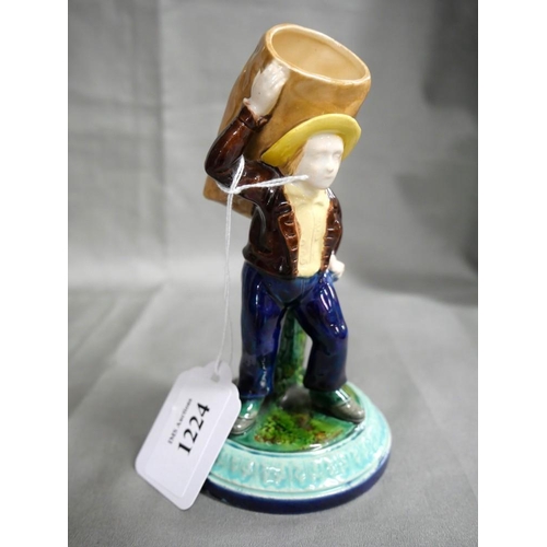 1224 - Rare Royal Worcester Majolica Coal Man Spill Holder.