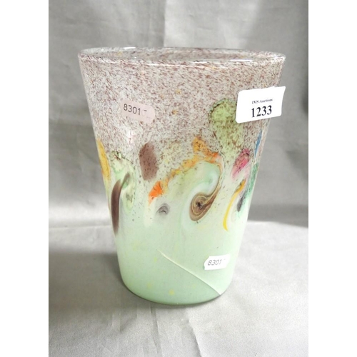 1233 - Vasart Glass Vase. (As found)