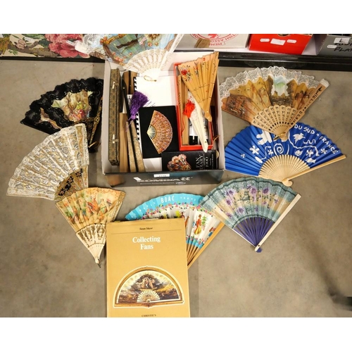 1238 - Box - Collection of Vintage Fans & Collectors Books.