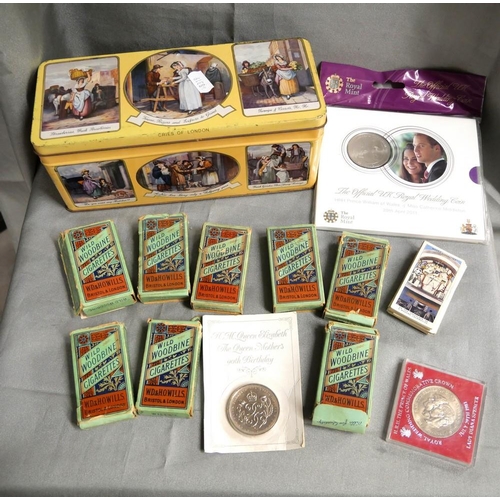 1239 - Box - Royal Commemorative Coins, Tin, Cigarette Cards etc.