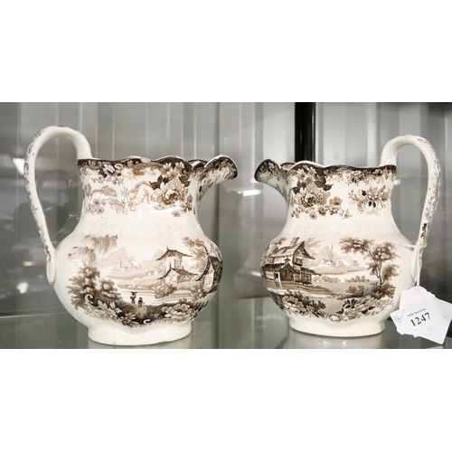 1247 - Pair of Victorian Transfer Printed Jugs.