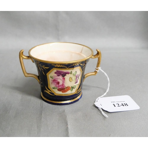 1248 - Small Antique China Cup, painted with colourful flowers.