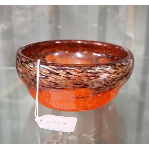 1253A - Orange Strathearn Glass Bowl.