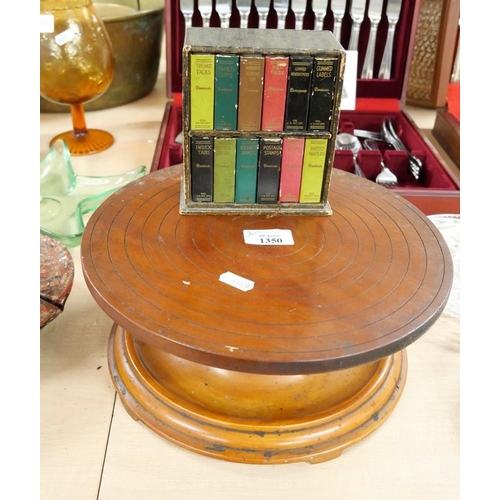 1350 - Wooden Lazy Susan & Miniature Bookshelf Shaped Storage Box.