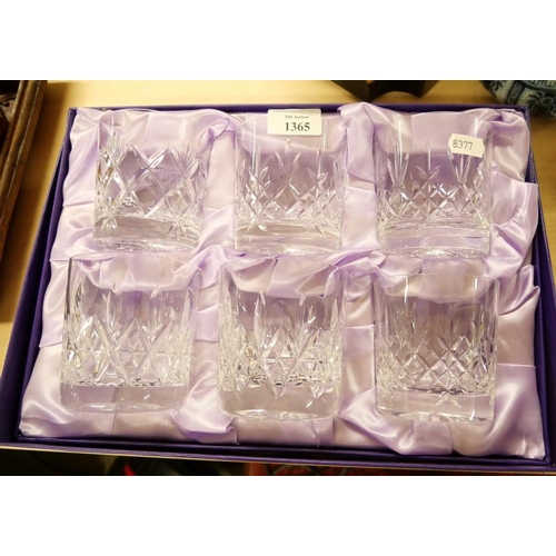 1365 - Six Odd Crystal Whisky Tumblers.