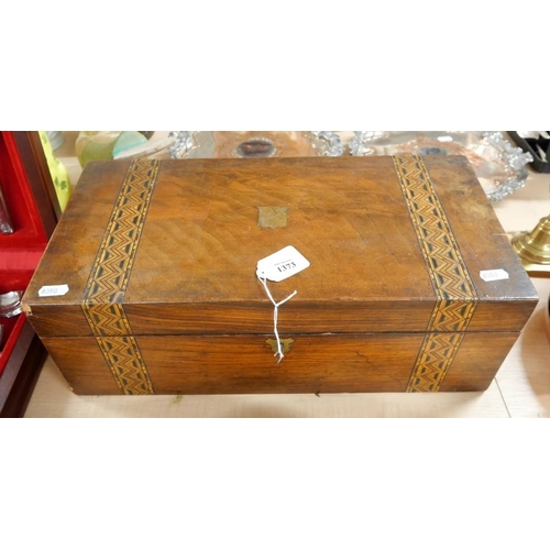 1373 - Victorian Antique Tunbridge Inlaid Portable Writing Slope.