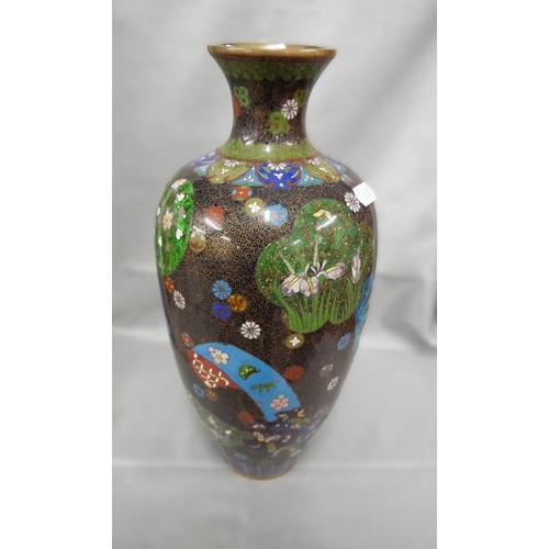 1379 - Japanese Cloisonne Enamel Vase, approx 31cm tall.