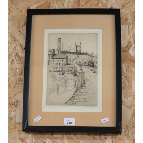 1440 - Vintage Etching St Andrews Harbour by Malcolm Patterson