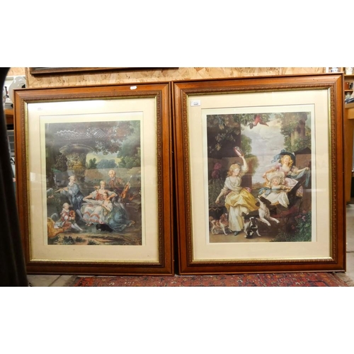 1445 - Pair of Framed Prints - Figures in Landscape, approx 54 x 43cm.