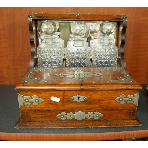 1457 - Victorian Triple Tantalus with Decorative Metal Mounts.