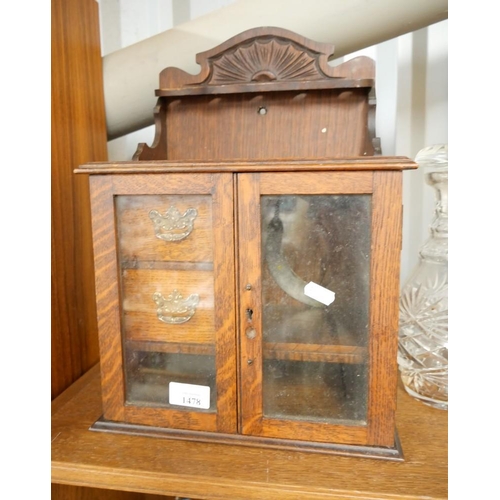 1478 - Antique Oak Smoker's Cabinet.