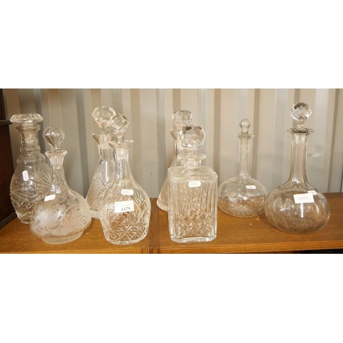 1479 - Eight Assorted Crystal Decanters.