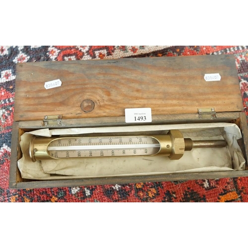 1493 - Vintage Negretti & Zambra Brass Thermometer in Box.