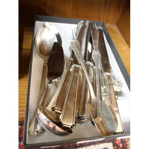 1494 - Box - Assorted Silverplated Cutlery, Scoop, Server etc.