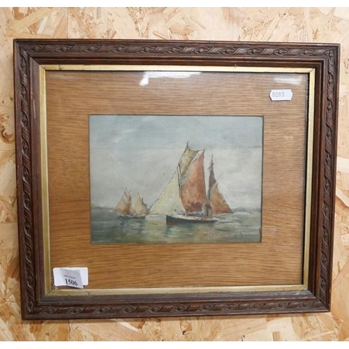 1506 - Small Oil Painting, Sailing Yacht, approx 19 x 14cm.