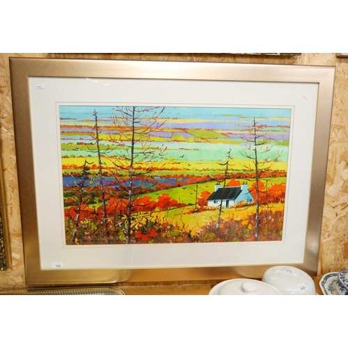 1509 - Large Colourful Daniel Campbell Painting - Cottage in Landscape, approx 80 x 50cm.