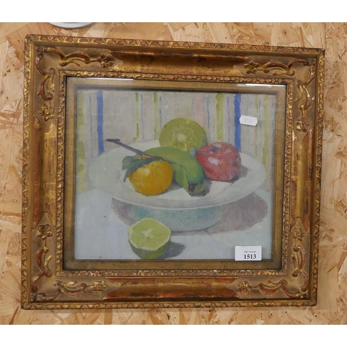 1513 - George Giraud Oil Painting on Board, Still Life,  douane Centrale Paris stamp on reverse, approx 28 ... 