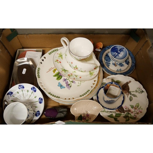 1524 - Box - China Plates, Ornaments, Pin Cushion etc.