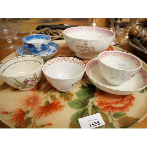 1538 - Antique China Tea Bowls & Sugar Bowl.