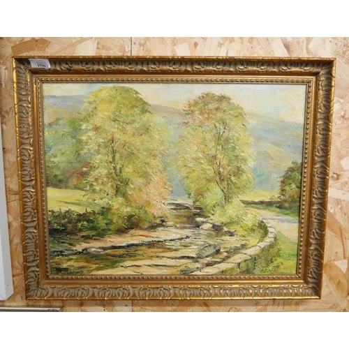 1539 - Framed Oil Painting - Wooded Landscape by Ken Johnson, approx 55 x 43cm.