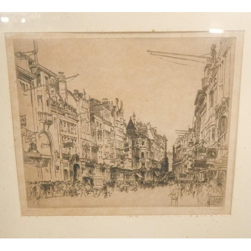 1545 - Signed Framed Engraving Bond Street London by Fred Richards.