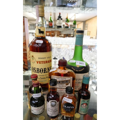 2023 - Bottle of Otard Cognac, Osborne Brandy, Small Bottle of Cointreau etc.