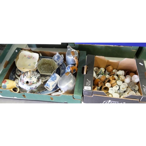 2043 - Two Boxes - Picquot Ware, Egg Cups, Blue & White Ashet etc.