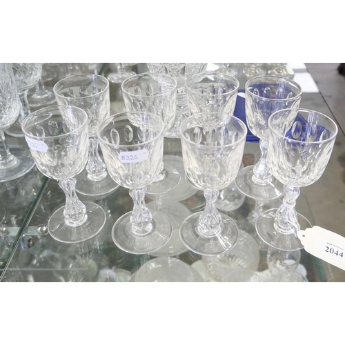 2044 - Eight Vintage Facet Cut Sherry Glasses.