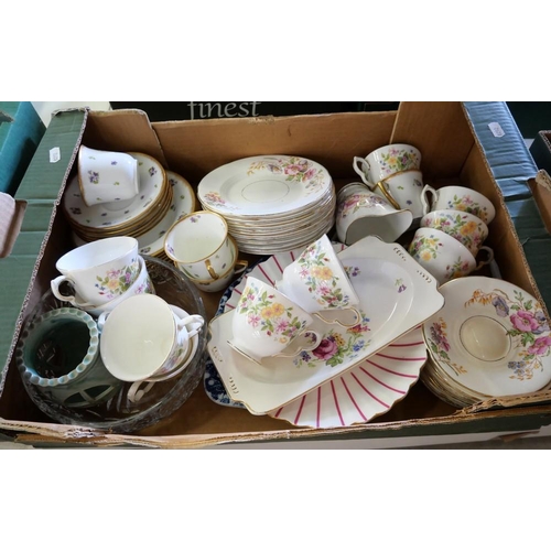 2052 - Box - Part Tea Sets, Crystal Bowl, Sandwich Plates etc.