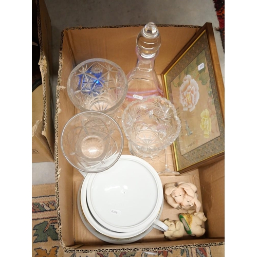 2062 - Box - Crystal Vases, Decanter, Pig Ornaments etc.