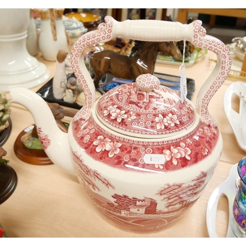 2097 - Large Spode Red Tower Pattern Kettle.