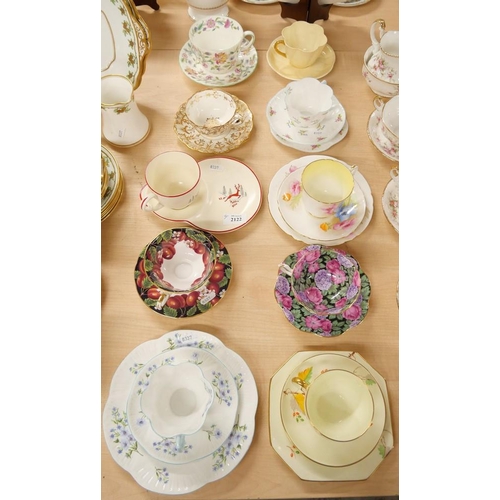 2122 - Ten Assorted China Cups & Saucers (some with side plates).