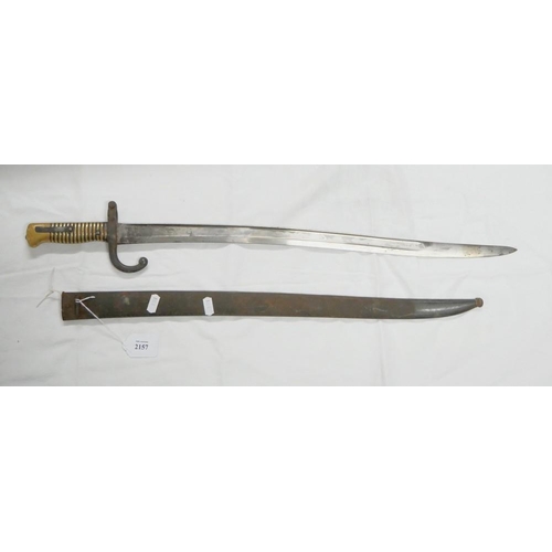 2157 - 1866 German Made French Chassepot Bayonet in Metal Scabbard.