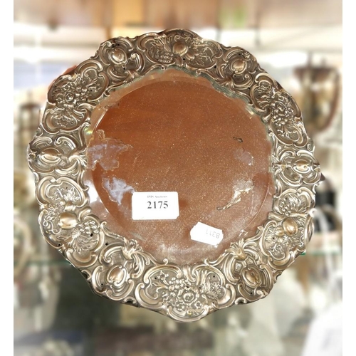 2175 - Sheffield Silver Mounted Dressing Mirror, approx 27cm in diameter.