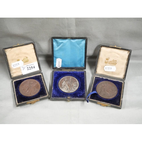 2254 - Three Cased Early 20th Century Art Related Medallions.