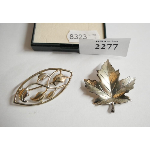 2277 - 925 Silver Brooches - Canadian Maple Brooch. & One Other.