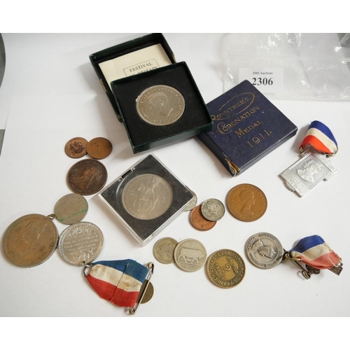 2306 - Festival of Britain Crown, Commemorative Medals, Coins etc.