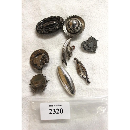 2320 - Eight Vintage Silver Brooches.