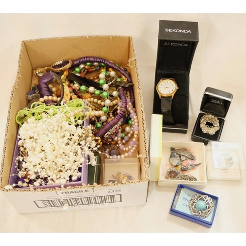 2325 - Box - Costume Jewellery, Wristwatch, Necklaces etc.