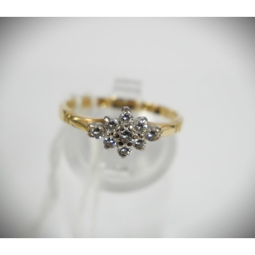 2349 - 18ct Gold Diamond Ring Size UK P, total weight 3g