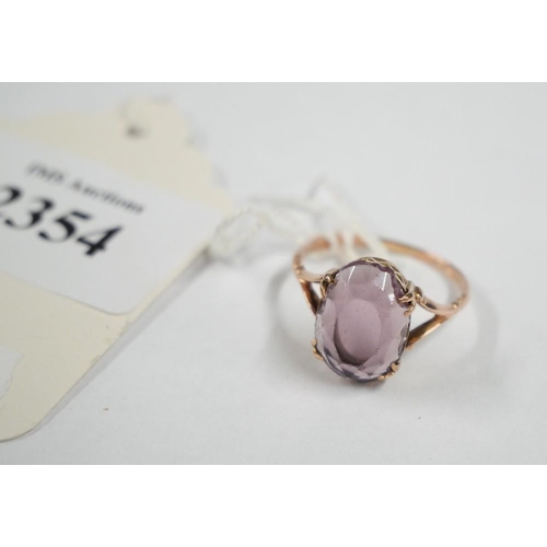 2354 - 14K Rose Gold Gem Dress Ring, size UK O.