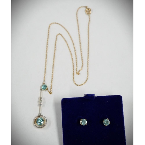 2361 - 9ct Gem Necklace & Matching Earrings.