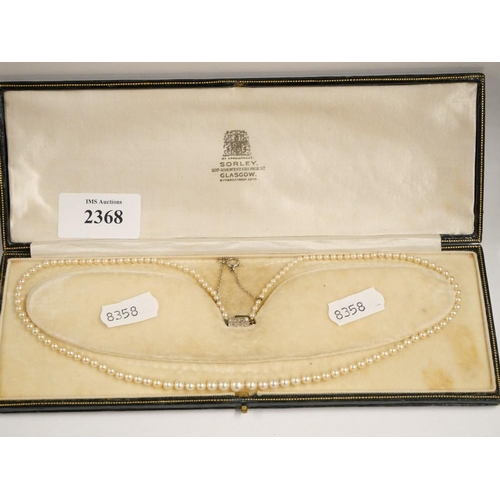 2368 - Baby Pearl Necklace with Diamond Clasp in Fitted Case.